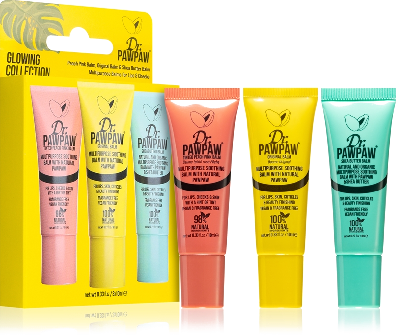Dr.PAWPAW Glowing Trio Gift Set Original 10ml Shea Butter 10ml & Peach Pink 10ml